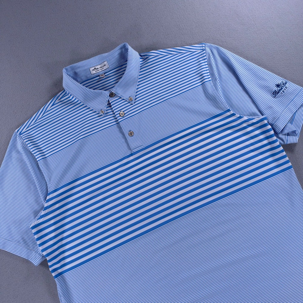 Peter Millar Summer Comfort Palma Ceia Golf Polo Men's XL Blue Striped